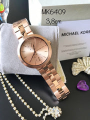 Michael Kors Garner Quartz Rose Gold Dial Rose Gold Steel Strap Watch For Women - MK6409