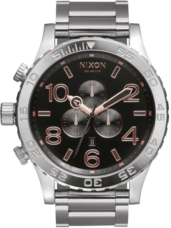 Nixon 51-30 Chrono Grey Dial Silver Steel Strap Watch for Men - A083-2064