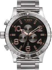 Nixon 51-30 Chrono Grey Dial Silver Steel Strap Watch for Men - A083-2064