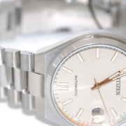 Citizen Tsuyosa Automatic Oatmeal White Dial Silver Steel Strap Watch For Men - NJ0151-88W