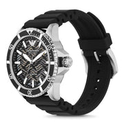 Emporio Armani Sea Explorer Meccanico Automatic Black Dial Black Silicone Strap Watch For Men - AR60062