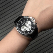Hugo Boss Driver Chronograph Black Dial Black Leather Strap Watch for Men - 1512879