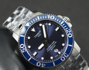 Tissot T Sport Seastar 1000 Powermatic Silicium Blue Dial Silver Steel Strap Watch For Men - T120.407.11.041.01