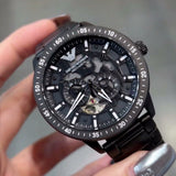 Emporio Armani Meccanico Automatic Black Dial Black Steel Strap Watch For Men - AR60054