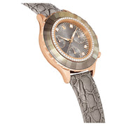 Swarovski Octea Chrono Grey Dial Grey Leather Strap Watch for Women - 5671153