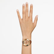 Swarovski Octea Lux Chrono Brown Gold Dial Brown Leather Strap Watch for Women - 5632260
