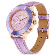 Swarovski Octea Lux Chrono Purple Dial Purple Leather Strap Watch for Women - 56322638