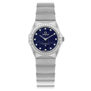 Omega Constellation Manhattan Quartz Diamonds Blue Dial Silver Steel Strap Watch for Women - 131.15.25.60.53.001