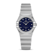 Omega Constellation Manhattan Quartz Diamonds Blue Dial Silver Steel Strap Watch for Women - 131.15.25.60.53.001