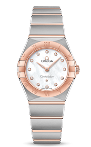Omega Constellation Manhattan Quartz Diamonds Mother of Pearl Dial Two Tone Steel Strap Watch for Women - 131.20.25.60.55.001