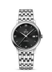 Omega De Ville Prestige Co-Axial Black Dial Silver Steel Strap Watch for Men - 424.10.40.20.01.001