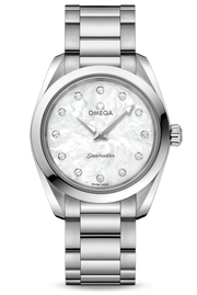 Omega Seamaster Aqua Terra Quartz Diamonds Mother of Pearl Dial Silver Steel Strap Watch for Women - 220.10.28.60.55.001
