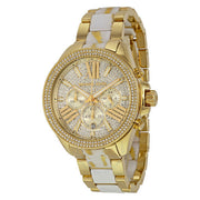 Michael Kors Wren Chronograph Diamonds Gold Dial Two Tone Steel Strap Watch for Women - MK6157