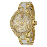 Michael Kors Wren Chronograph Diamonds Gold Dial Two Tone Steel Strap Watch for Women - MK6157