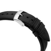 Emporio Armani Zeta Automatic Skeleton Silver Dial Black Leather Strap Watch For Men - AR60018