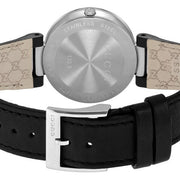 Gucci G Interlocking Black Dial Black Leather Strap Watch For Women - YA133301