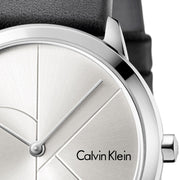Calvin Klein Minimal Silver Dial Brown Leather Strap Watch for Men - K3M221G6
