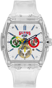 Guess Phoenix J Balvin White Dial Transparent Silicone Strap Watch For Men - V1051M1