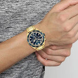 Hugo Boss Energy Chronograph Blue Dial Gold Steel Strap Watch For Men - 1513973