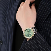 Emporio Armani Mario Chronograph Green Dial Silver Steel Strap Watch For Men - AR11454