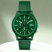 Lacoste 12.12 Chronograph Green Dial Green Silicone Strap Watch for Men - 2010973