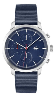 Lacoste Replay Chronograph Blue Dial Blue Leather Strap Watch for Men - 2011176