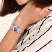 D1 Milano Ultra Thin Solar Sync Purple Dial Silver Steel Strap Watch for Women - D1-UTBL36