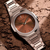 D1 Milano Ultra Thin Brown Dial Gold Steel Strap Watch for Unisex - D1-UTBJ10