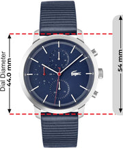 Lacoste Replay Chronograph Blue Dial Blue Leather Strap Watch for Men - 2011176