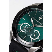 Maserati Traguardo Chronograph Green Dial Black Silicone Strap Watch For Men - R8871612043