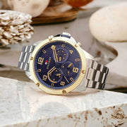 Tommy Hilfiger Blaze Chronograph Blue Dial Silver Steel Strap Watch for Men - 1792031