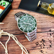 Emporio Armani Sea Explorer Meccanico Automatic Green Dial Silver Steel Strap Watch For Men - AR60061