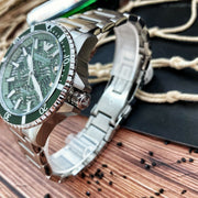 Emporio Armani Sea Explorer Meccanico Automatic Green Dial Silver Steel Strap Watch For Men - AR60061