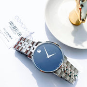 Movado Museum Classic Blue Dial Silver Steel Strap Watch for Men - 0607212