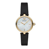Emporio Armani Arianna Analog Silver Dial Black Leather Strap Watch For Women - AR11200