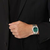 D1 Milano Ultra Thin Green Dial Silver Steel Strap Watch for Men - D1-UTBJ37