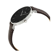 Daniel Wellington Classic Petite York Black Dial Brown Leather Strap Watch For Women - DW00100182