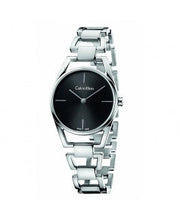 Calvin Klein Dainty Black Dial Silver Steel Strap Watch for Women - K7L23141