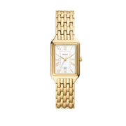 Fossil Raquel Three Hand Date White Dial Gold Steel Strap Watch For Women - ES5220