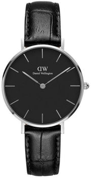 Daniel Wellington Classic Petite Reading Black Dial Black Leather Strap Watch For Women - DW00100179
