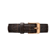 Daniel Wellington Classic Petite York Black Dial Brown Leather Strap Watch For Women - DW00100170