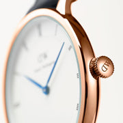 Daniel Wellington Dapper York White Dial Brown Leather Strap Watch For Women - DW00100093