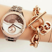 Michael Kors Lauryn Rose Gold Dial Brown Steel Strap Watch for Women - MK3757