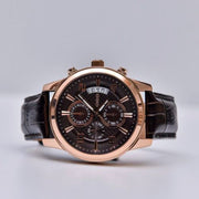 Guess Exec Chronograph Brown Dial Brown Leather Strap Watch For Men - W0076G4