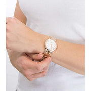 Daniel Wellington Iconic Link White Dial Rose Gold Steel Strap Watch For Women - DW00100209