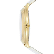 Michael Kors Slim Runway Quartz Gold Dial White Leather Strap Watch For Women - MK2389