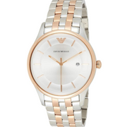 Emporio Armani Lambda Analog Silver Dial Two Tone Steel Strap Watch For Men - AR11044