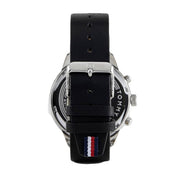 Tommy Hilfiger Chase Chronograph Quartz Grey Dial Black Leather Strap Watch For Men - 1791488