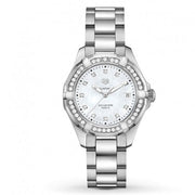 Tag Heuer Aquaracer Diamonds Mother of Pearl White Dial Silver Steel Strap Watch for Women - WBD131C.BA0748