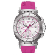 Tissot T Race Chronograph White Dial Pink Rubber Strap Watch for Women - T048.217.17.017.01